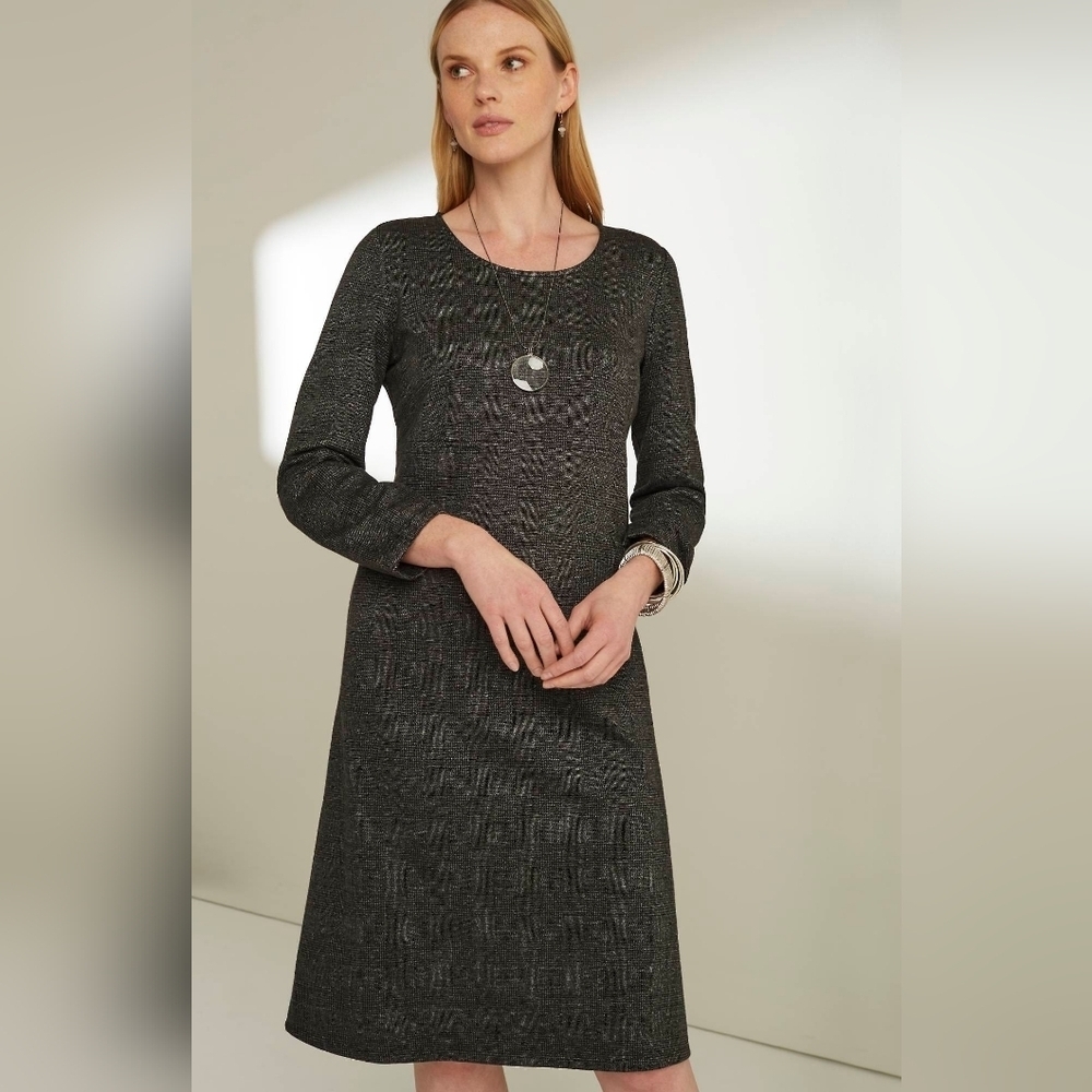 J Jill NWT Wherever Collection Houndstooth Midi Dress Travel Business 2X